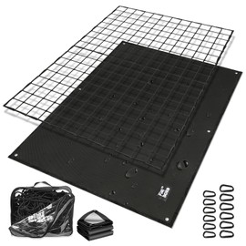 Finiboko Cargo Net for Pickup Truck Bed,4' x 6' Stretches to 8' x 12' - Small Mesh Bungee Net Cargo Netting with Portable Truck Bed Tarp,Cargo Net Suitable for Daily and Rainy Day Loading of Trucks