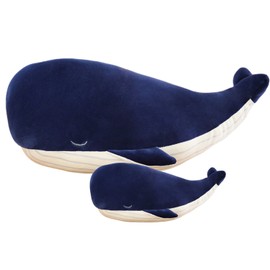 Kekeso Large Blue Whale Stuffed Animal Plush Toy Soft Whale Hugging Pillow Cute Whale Plush Doll Toy Back Cushion Children Birthday Gift (45cm+25cm=17.71inch+9.84inch)