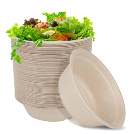 Coztie Soup Bowl, Pack of 100 Disposable Bowls, 350 ml, Soup Bowls, Disposable, Sugarcane Bagasse Disposable Bowls, Compostable Disposable Bowls for BBQs Party and Picnics, Paper Bowls 13.5 x 4.5 cm