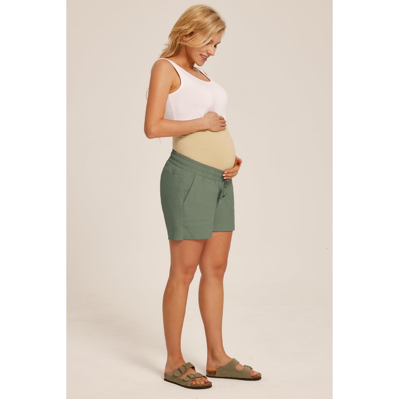 Maacie - Pantalones cortos de algodón para maternidad con cordón