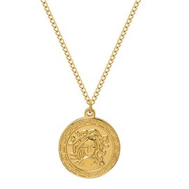 Mythology Medusa Gorgon 18K Gold Plated Necklace,Ancient Greek Symbol Amulet Medal Necklace