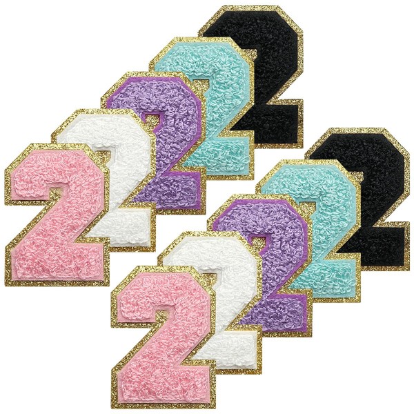 WILDREEDS 10Pcs Self Adhesive Iron on Number Patches, Chenille Number