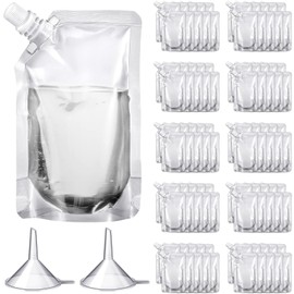 100 Pcs Plastic Flasks, Plastic Flasks Drink Pouches for Adults Concealable Reusable, Plastic Drink Flasks Travel Pouches Kit with Funnel for Women Men (16 oz)