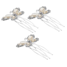 Mikinona Unique Rhinestone Hair Comb Pearl Accents for Elegant Wedding and Bridal Hair