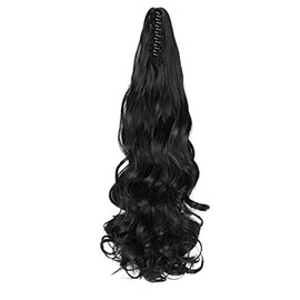ZJchao Extensión de Cabello de Caballo, 18 de Caballo Rizada Extensión de Cabello con Clip Ondulado Rizado de Caballo de Caballo de Caballo Esponjosa SintéticaLarga Mandíbula de Garra para Mujeres