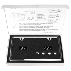 LFPartS Premium Slim Style Stainless Steel License Plate Frame (2-Hole, 2 Pack + Deluxe Gift Box, Polished Mirror Finish)