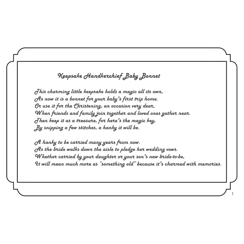 Heart to Heart Keepsake Handkerchief Bonnet