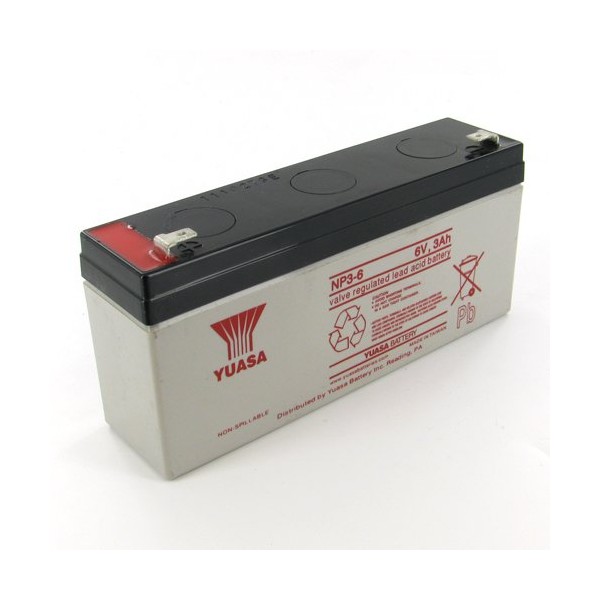 Yuasa NP3-6 6V/3Ah Sealed Lead Acid Battery with F1 Terminal