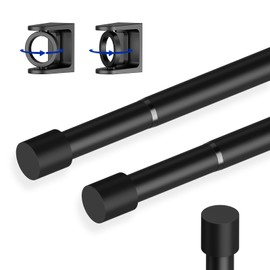 Black Spring Tension Rod 2 Pack, Max 18 to 36 Inch Adjustable Tension Rods 24 to 36 inch, No-Drill Easy Installation Rust-Resistant Spring rod, Suitable for Closets Rod, Shoe Cabinets