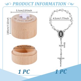 AHANDMAKER My First Blue Bracelets with Keepsake Box, Baptism Gifts Keepsake Cases with Light Blue Round Pearl Bracelets for Baby Birthday Baby Shower (White)