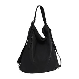 Bitcuem Large Capacity Canvas 3-Way Bag Shoulder Bag Backpack Tote Bag for Walks Shopping Travel Commuting Men Women, Black
