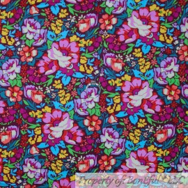 FreeSpirit BonEful Fabric FQ Cotton Quilt VTG Antique Rainbow Flower Bright Color Mexican S