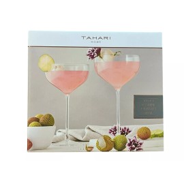 Tahari Home Coupe Glasses Set of 2 Martini Stemware 10 Ounce Clear New In Box