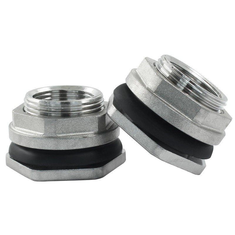 Rierdge 2 Pack Bulkhead Water Tank Fitting, 3/4" Stainless Steel
