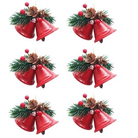 Zsail Christmas Bells Ornaments 6 Pcs Red Christmas Ornaments Christmas Tree Bells Pendants Christmas Craft Bells for Christmas Holiday Party Decoration (red)