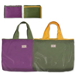 Long Keeper 2 Pcs Foldable Shopping Bag Drawstring Reusable Grocery Bags Large Washable Portable Folding Tote Bag in Pouch for Daily Shopping Travel Household (2, Purple+Army Green)