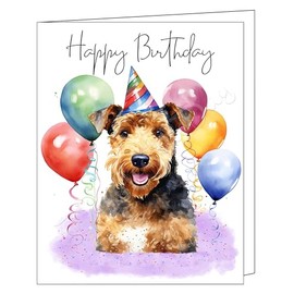 Doggie of the Day Happy Birthday Greeting Cards Welsh Terrier - Cute Note Cards for Dog Lovers - Blank Inside Envelope Included, GCHB00294 10 Note Cards