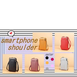 One's One Women's Smartphone Shoulder Pochette with Wallet, Card Slot, Diagonal Hanging Strap, pink (salmon pink)