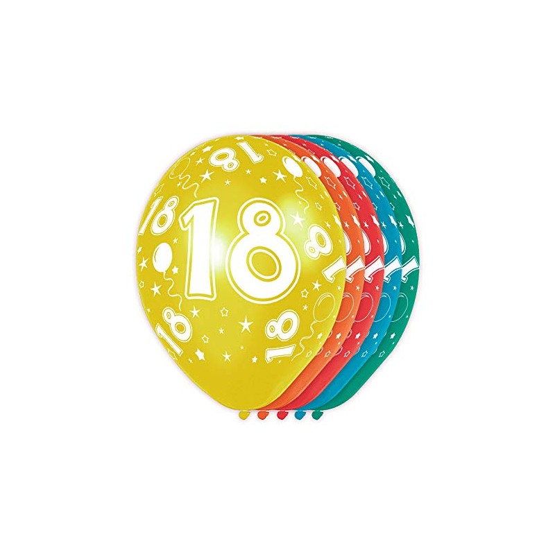 Folat 19318 18th Birthday Balloons - 5 pieces, Multi Colors