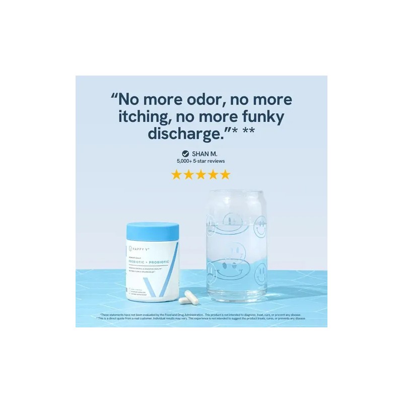 Happy V Womens Daily Prebiotic + Probiotic Flora Vaginal 60c