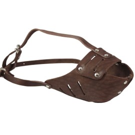 Real Leather Cage Basket Secure Dog Muzzle #118 Brown - Pit Bull, Amstaff (Circumference 11.8", Snout Length 3.5")
