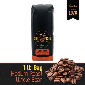 San Diego Coffee Costa Rican, Medium Roast, Whole Bean Coffee, 16-Ounce Bag Café en grano tostado