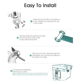 ALIENSX Cooler Tie Down Kit, Cooler Tie Down Straps for RTIC YETI Coolers, Cam Buckle Lashing Straps, Secure to Boats, Trailers, Trucks, ATVs and More, Prevent from Slipping (Orange)