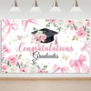 Mocsicka Pink Bow Graduate Backdrop Banner Coquette Graduation Decorations Coquette