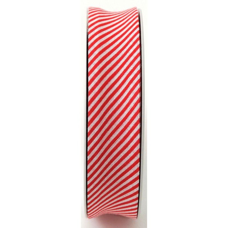 Inastri 25/5/ 5 mm Cotton Bias Binding in Red Striped