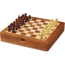 Dal Magnetic Chessboard 25 cm Wood Brown/Cream 2-Piece Set
