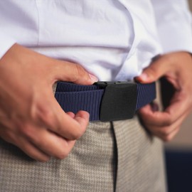 Justay Comf Men's Belt Plastic Buckle/Metal Buckle Nylon Breathable Canvas Belt Adjustable Length 125/130 cm, Width 3.8 cm Gift for Men, A-Blue, One size fits all