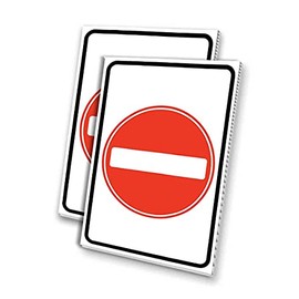 No Entry (24" X 36") 4mm Corrugated Plastic Panel, Graphics Applied to 1 Side (Pk of 2)