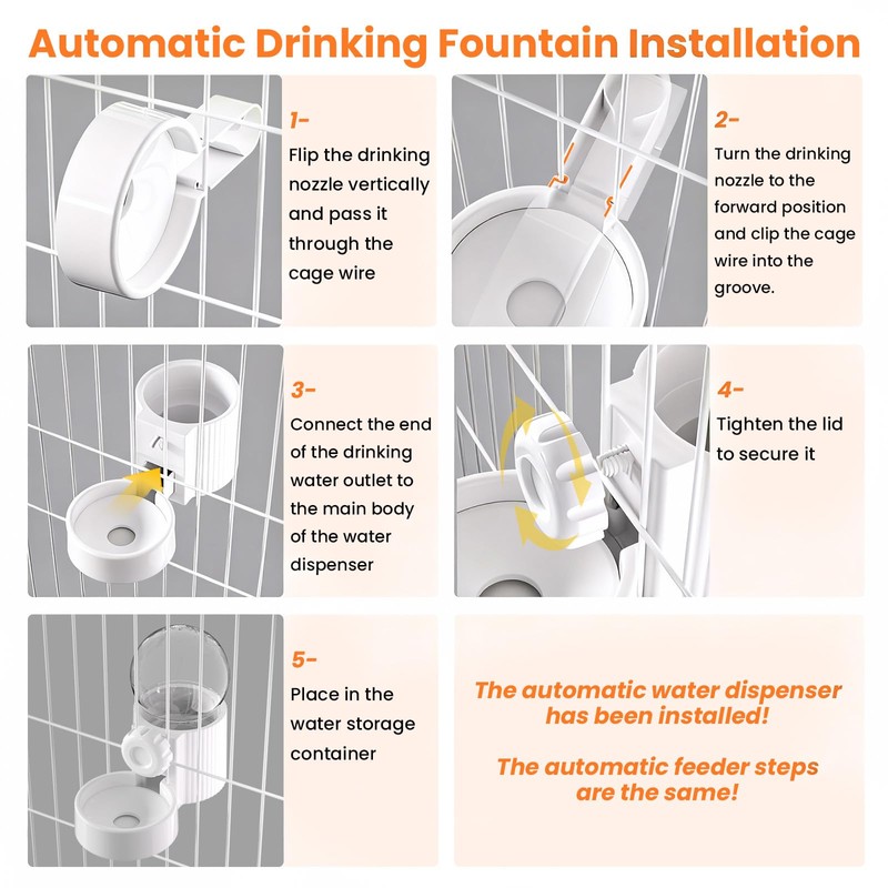 38oz Hanging Automatic Food Water Dispenser, Large Capacity Gravity Rabbit