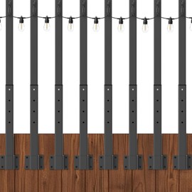 8 Pack 2.8 FT String Light Poles,Metal Lights Poles for Outdoor String Light, Rustproof Heavy Duty for Outside Garden,Patio,Wedding,Backyard,Deck,Party