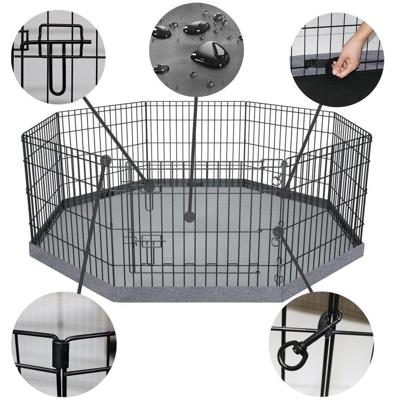 PETIME Foldable Metal Dog Exercise Pen/Pet Puppy Playpen Kennels Yard