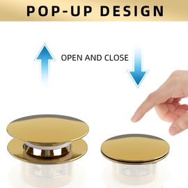 Ogonbrick Freestanding Tub Drain Gold Pop-up Drain for Free Standing Bathtub Stand Alone Soak Bath Tub Drain Kit with Standard Thread Stopper Assembly Anti-Rust Copper Polished Golden