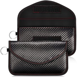 Faraday Bag for Cell Phones and Car Key, 2 Pack Signal Blocker Pouch, Anti-Tracking, RFID Signal Blocking, Fire Retardant, Waterproof Faraday Pouch for Privacy, Anti-Hacking Case Blocker