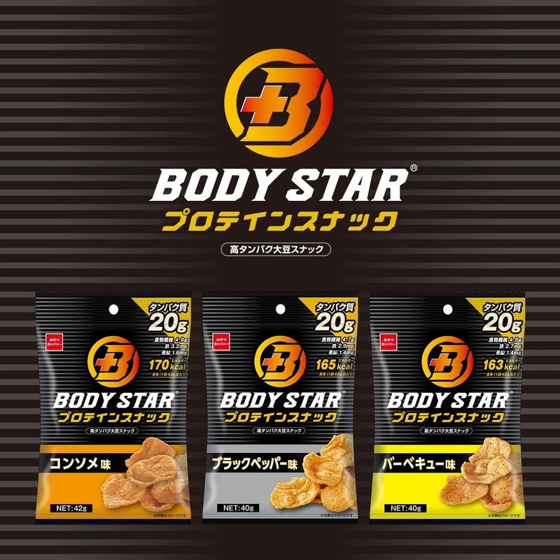 【公式】おやつカンパニー BODYSTAR プロテインスナックバーベキュー味 40g×12袋(高タンパク質 スナック菓子 大豆 食物繊維 鉄 亜鉛 アルギニン)