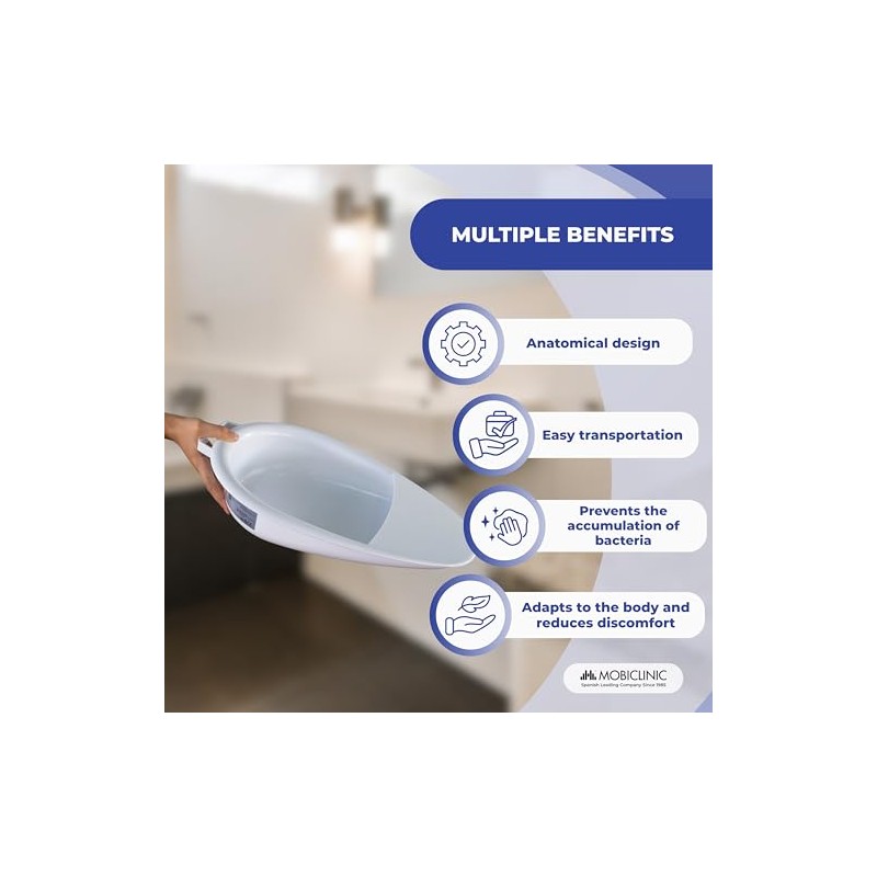 Mobiclinic®, Bedpan, Intimate Hygiene, Hemorrhoids, Postpartum, Seniors, 41x28x10 cm, 2500