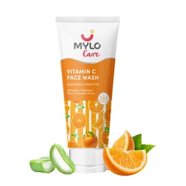 Mylo Care Vitamin C Face Wash 100ml – Brightening & Hydrating Foaming Cleanser with Aloe Vera & Green Tea