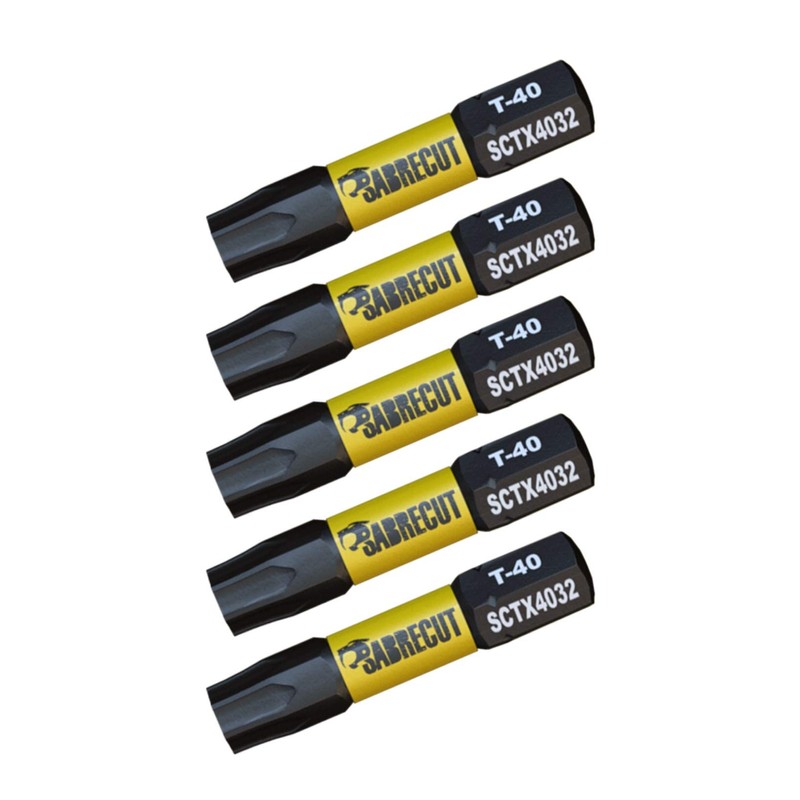 5 x SabreCut SCTX4032_5 32mm T40 TX40 Magnetic Impact Screwdriver