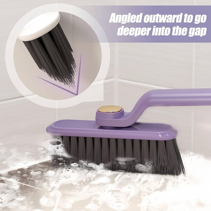 Multi-Function Rotating Crevice Cleaning Brush for Bathroom, Hard Bristle Crevice