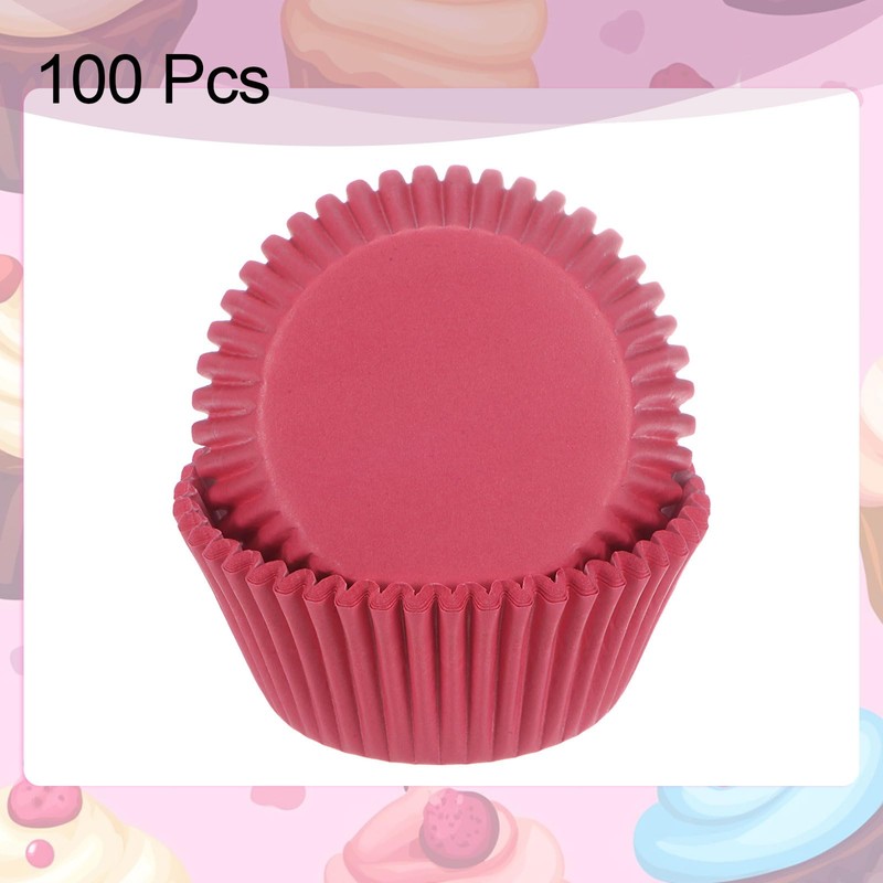sourcing map 100 Count Cupcake Liners Red Cupcake Cups Standard