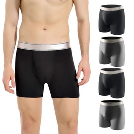 Carer Mens Incontinence Underwear Washable 150ml Absorbent Leak Proof Underwear for Men Bladder Leak with Front Fly Reusable Mens Urinary Incontinence Boxer Briefs 4pk 3XL (2 Black/2 Gray)