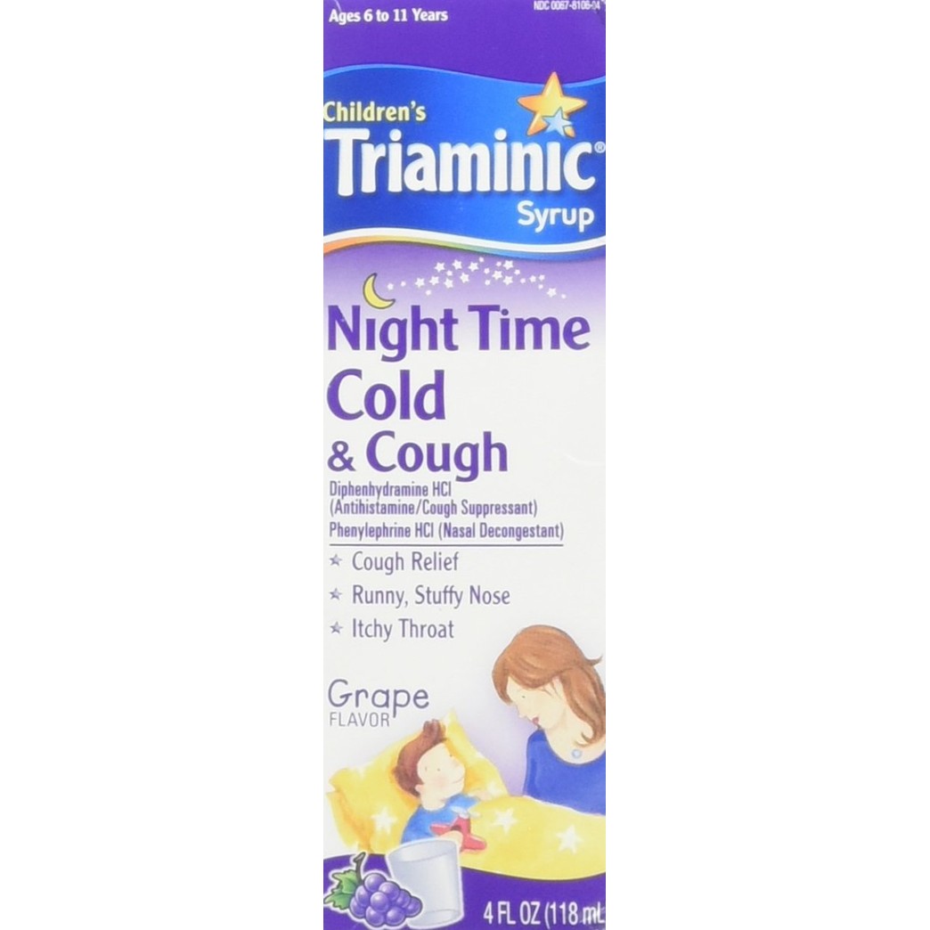 Triaminic Children's, Night Time, Cold & Cough Syrup, Grape - 4 oz, Pack of 2