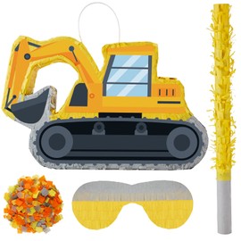 Lewtemi Digger Piñatas for Birthday Party Construction Excavator Piñata with Stick, Blindfold, Confetti for Adults Birthday Baby Shower Party Supplies