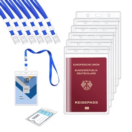 Azwood AZWOOD A6 Ausweishalter, 6 Stück 11x16cm Wasserdicht Ausweishüllen mit Schlüsselband, Transparenter PVC ID Kartenhülle Vertikal mit Lanyards für Studenten Mitabeiter Business Ausstellung