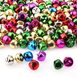 LUTER 100pcs Christmas Jingle Bells, 0.5 Inch small Christmas Jingle Bells Ornaments Multicolor Bells Jingle Bells Bulk for Wreath Jewelry Making Home Christmas Decoration(7 Colors)