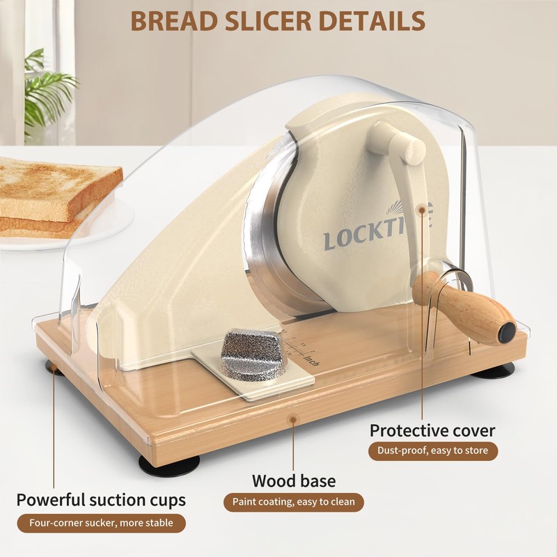 Manual Bread Slicer for Homemade Sourdough Bread, Hand Crank Bread