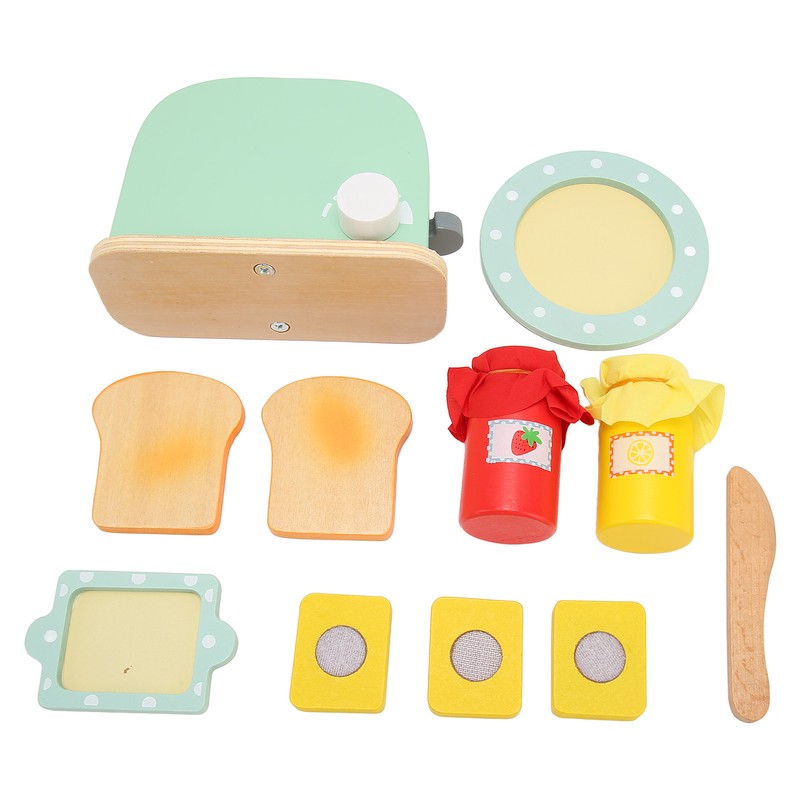Toaster Toy Set Safe Durable Solidwood Round Edges Hand Eye